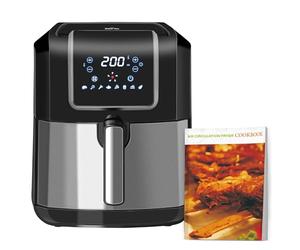 HOMCOM 6.5L Air Fryer, 1700W Air Fryer Oven with Digital Display, Rapid Air Circulation, Adjustable Temperature, Timer and Nonstick Basket for Oil Less or Low Fat Cooking, Black and Grey