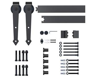 HOMCOM 6.6FT/200cm Black Sliding Door Kit for Single Barn Door, Antique Sliding Barn Door Hardware Kit with J Shape Hanger
