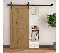 6.6ft Sliding Wood Barn Door Hardware Kits Track Industrial Style A Set, Black