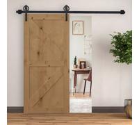 Homcom 6.6Ft Sliding Wood Barn Door Hardware Kits Track Industrial Style A Set