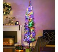 HOMCOM 6' Artificial Christmas Tree with Flocked Tips, LED Lights, Decoration | Size: 6ft HOMCOM Multicolor 6ft