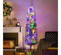 Homcom 6' Artificial Christmas Tree With Flocked Tips, Led Lights, Decoration Multi