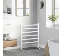 HOMCOM Electric Towel Warmer, 6 Bar Aluminum Heated Towel Rail, Wall Mounted & Free Standing Towel Drying Rack for Bathroom, Plug-in, Silver