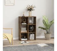 HOMCOM 6-Cube Bookshelf, Display Shelving Unit for Home Office, Rustic Brown