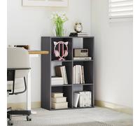 6-Cube Bookshelf, Freestanding 3-Tier Bookcase for Home Office HOMCOM Grey One Size