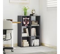 HOMCOM 6-Cube Bookshelf, Display Shelving Unit for Home Office, Black - Grey