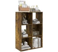HOMCOM 6-Cube Bookshelf, Modern Freestanding 3-Tier Bookcase, Display Shelving Unit for Living Room, Bedroom, Home Office, Study Brown