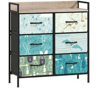 HOMCOM 6-Drawer Chest of Drawers - Blue