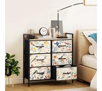 HOMCOM "Exquisite patterned drawer panels;","Drawers can be removed and folded;","Wood-effect top for handy display space;" - White - 79W x 29D x 85H cm