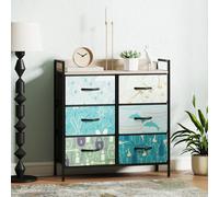 HOMCOM "Exquisite patterned drawer panels;","Drawers can be removed and folded;","Wood-effect top for handy display space;" - Blue - 79W x 29D x 85H cm