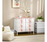 HOMCOM 6 Drawer Chest of Drawers w/ Wooden Top Kid Room Closet Hallway Pink - Pink - 6