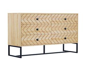 HOMCOM 6 Drawer Chest Sideboard Cabinet Storage Unit Hallway Bedroom Livingroom Zig Zag Design w/ Black Metal Handles Anti Tip 71x120cm Aosom UK