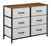 HOMCOM 6 Drawer Fabric Chest of Drawers w/ Wooden Top for Closet Hallway Grey