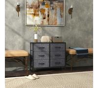 HOMCOM Fabric Chest of Drawers, Industrial Bedroom Dresser with 6 Fabric Drawers, Steel Frame and Wooden Top for Nursery, Living Room, Hallway, Black