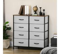 HOMCOM 6 Drawer Fabric Chest of Drawers w/ Wooden Top for Hallway Cream - Grey - 8