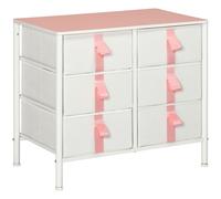 Chest of Drawers Cloth Organizer w/ 3/6 Fabric Drawers Metal Frame Nursery Room HOMCOM Pink One Size