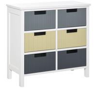 HOMCOM 6 Drawer Storage Tower, Dresser Chest with Wood Top, Organizer Unit for C