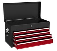 HOMCOM 6 Drawer Tool Chest, Lockable Metal Tool Box with Top Case, Ball Bearing Runners, Portable Toolbox, 600mm x 260mm x 340mm, Red Red