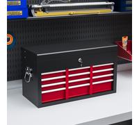 HOMCOM 6 Drawer Tool Chest, Lockable Metal Tool Box with Top Case, Ball Bearing Runners, Portable Toolbox, 600mm x 260mm x 340mm in Red HOMCOM Red