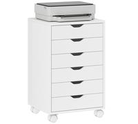 Homcom 6 Drawer Vertical File Cabinet With Quiet Drawers And Wheels, White