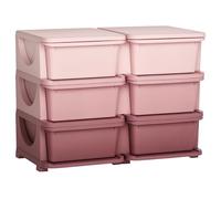 HOMCOM 6 Drawers Plastic Storage Units, 3 Tier Kids Storage Units, Children Toy Chest for Nursery, Playroom, Bedroom, Pink