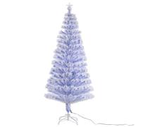 Homcom 6 Foot Artificial Fibre Optic Christmas Tree w/ 26 LED Lights Pre-Lit White Blue