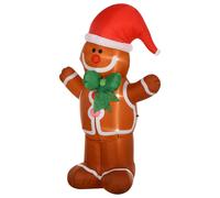 Homcom 6 Foot LED Polyester Outdoor Christmas Inflatable Gingerbread Man