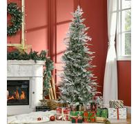 HOMCOM 6 Ft Pencil Snow Flocked Artificial Christmas Tree with Realistic Cypress Branches, Auto Open, Green