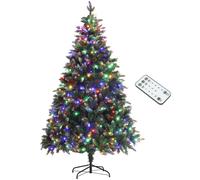 HOMCOM 6 Ft Artificial Led Christmas Tree With Metal Base, Hinged Branches, Green