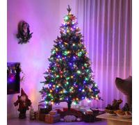 Homcom 6 Ft Artificial Led Christmas Tree With Metal Base, Hinged Branches