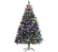 HOMCOM 6 Ft Artificial Led Christmas Tree With Metal Base, Hinged Branches, Green