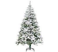 HOMCOM 6 Ft Snow Flocked Artificial Christmas Tree with Auto Open Green