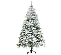 HOMCOM 6 Ft Snow Flocked Artificial Christmas Tree with Auto Open Green | Xmas Pine Tree, Realistic Branches, Steel Base