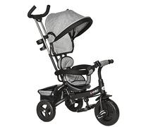 HOMCOM 6 in 1 Baby Trike Kids Tricycle Parent Handle for 1-5 Years Grey | Pedal Push Bike, Removable Canopy, 5-Point Harness, Storage, Footrest, Brake, for Toddler