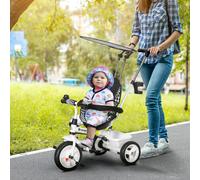 HOMCOM 6 in 1 Tricycle for Kids with 5-point Harness Straps White, none