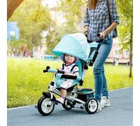 HOMCOM 6 in 1 Kids Trike Push Bike w/ Push Handle, Canopy for 1-5 Years in Green HOMCOM Green