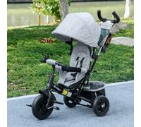 HOMCOM 6 in 1 Kids Trike, Stroller with Parent Handle Grey