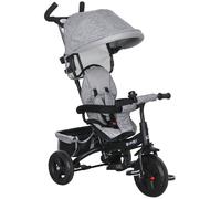 HOMCOM 6 In 1 Kids Trike, Stroller With Parent Handle, Grey, Grey