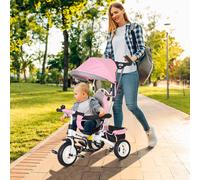 HOMCOM 6 in 1 Kids Trike, Stroller with Parent Handle in Pink HOMCOM Pink