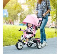 HOMCOM 6 In 1 Kids Trike, Stroller With Parent Handle, Pink, Pink