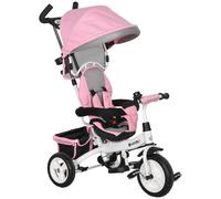 HOMCOM 6 in 1 Kids Trike, Stroller with Parent Handle, Pink
