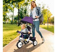 HOMCOM 6 in 1 Trike, Kids Tricycle, Pedal Push Bike w/ Push Handle, Removable Canopy, 5-point Safety Belt, Storage, Footrest, Brake, for 1-5 Years Toddler, Purple Purple
