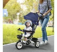 HOMCOM 6 in 1 Trike for Toddler 1-5 Years with Parent Handle - Dark Blue