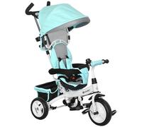 HOMCOM 6 in 1 Trike, Kids Tricycle, Pedal Push Bike w/Parent Handle, Removable Canopy, 5-Point Safety Belt, Storage, Footrest, Brake, for 1-5 Years Toddler, Green