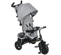 HOMCOM 6 in 1 Trike, Kids Tricycle, Pedal Push Bike w/Push Handle, Removable Canopy, 5-point Safety Belt, Storage, Cushion, Footrest, Brake, for 1-5 Years Toddler, Grey