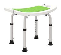 HOMCOM 6-Level Height Adjustable Aluminium Bath Room Stool Chair Shower Non-Slip Design w/ Padded Seat Drainage Holes Foot Pad, Blue Green