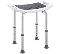 HOMCOM 6-Level Height Adjustable Aluminium Bath Room Stool Chair Shower Non-Slip Design w/ Padded Seat Drainage Holes Foot Pad, Grey