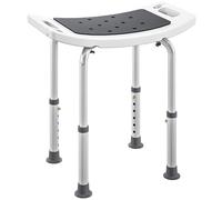 HOMCOM 6-Level Height Adjustable Aluminium Bath Room Stool Chair Shower Non-Slip Design w/Padded Seat Drainage Holes Foot Pad, Grey