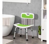 HOMCOM 6-Level Height Adjustable Shower Chair with Backrest & Shower in Green HOMCOM Green