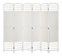 HOMCOM 6 Panel Folding Room Divider Privacy Screen 240 x 170cm White | Freestanding, Paravent Partition Separator, for Living Room, Bedroom and Office